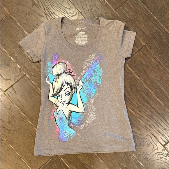 Disney Tops - Disney Tinkerbell Short Sleeve Tee - Brown with Blue and Purple Highlights